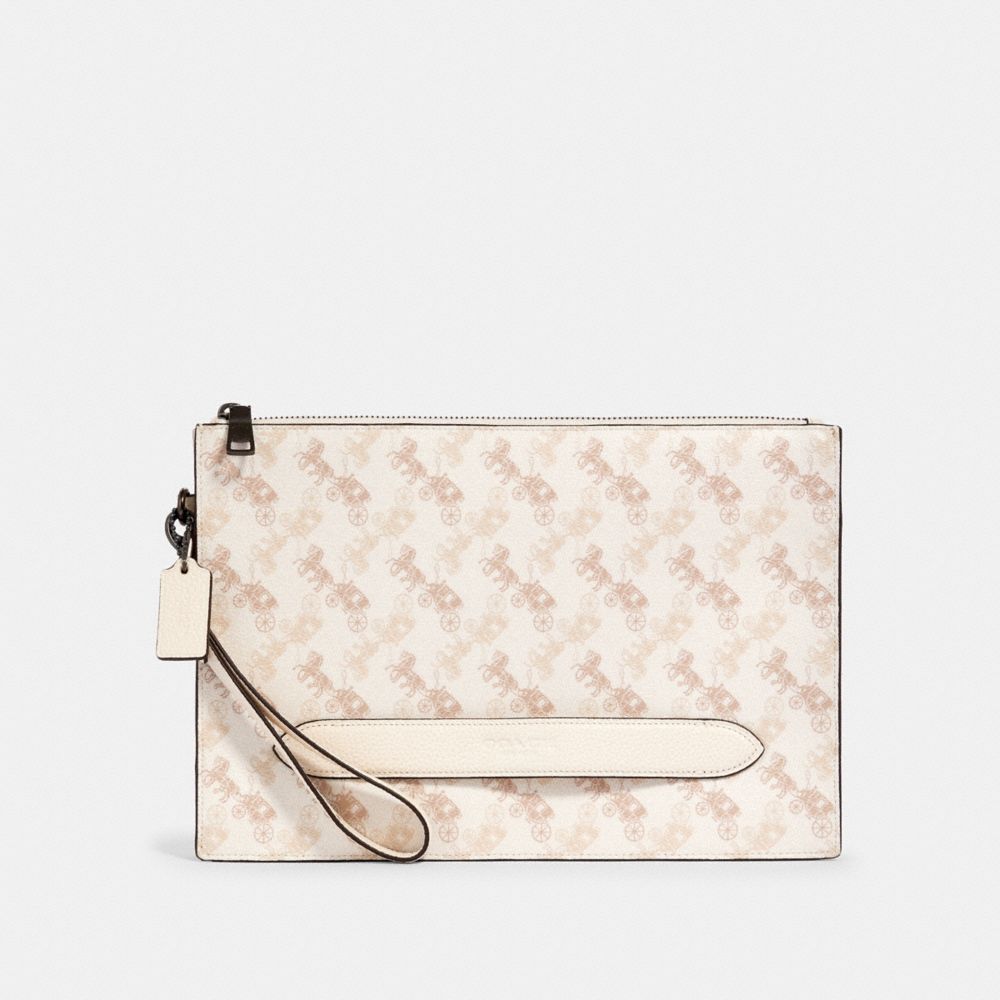 Structured Pouch With Horse And Carriage Print