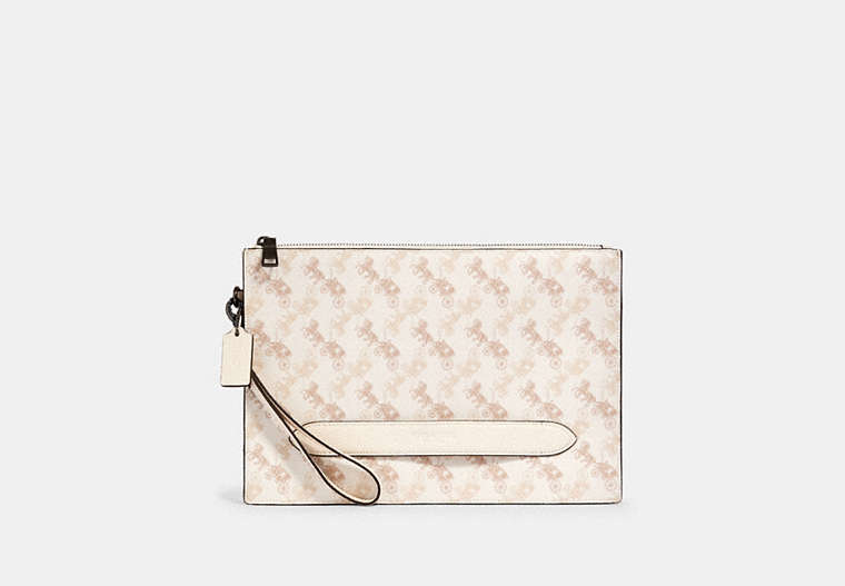Structured Pouch With Horse And Carriage Print