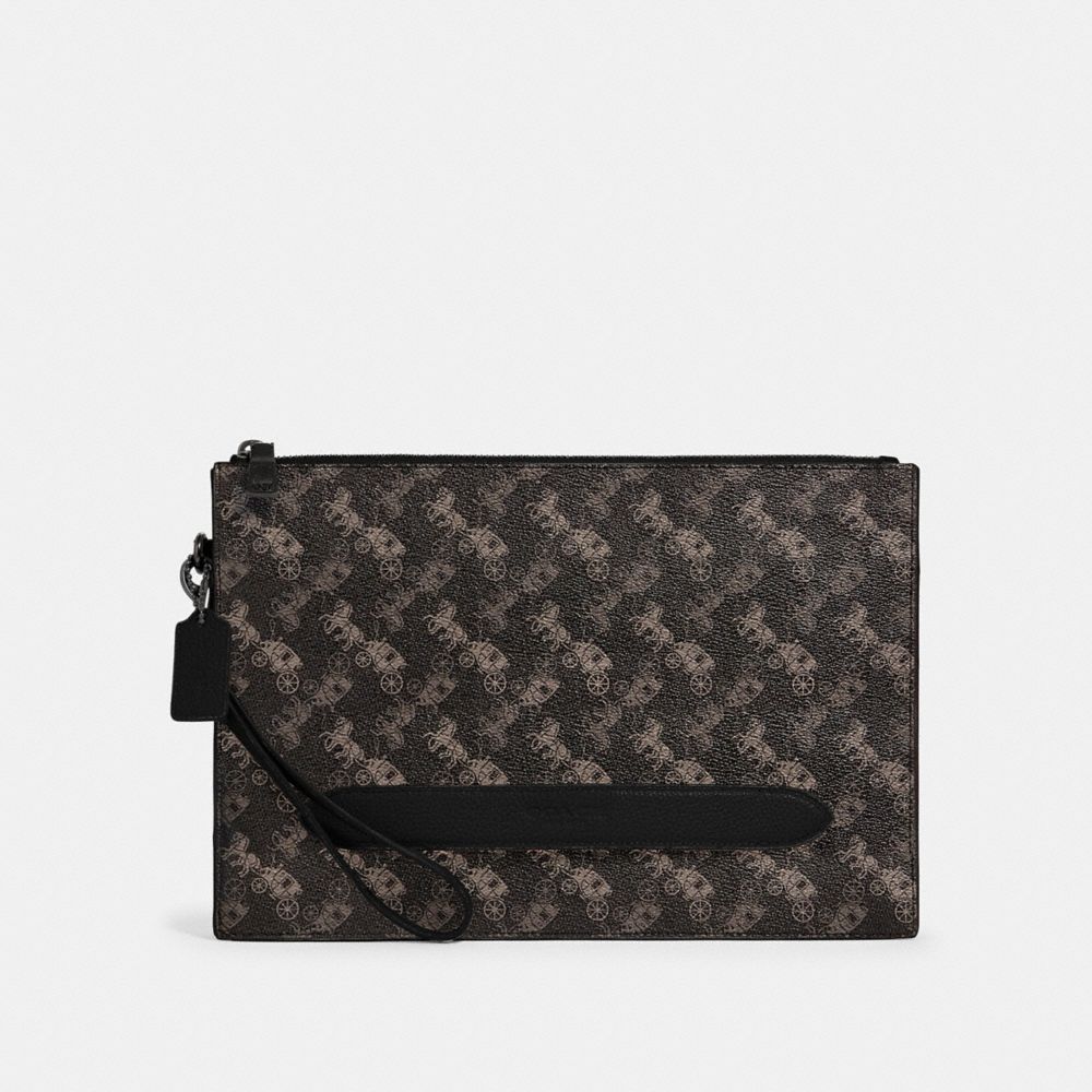 Structured Pouch With Horse And Carriage Print