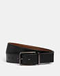 COACH®,DOUBLE BAR BUCKLE CUT-TO-SIZE REVERSIBLE BELT, 38MM,Leather,Gunmetal/Black/Dark Saddle,Front View