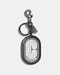COACH®,COACH PATCH KEY FOB,Leather,Mini,Gunmetal/Midnight Reflective,Front View