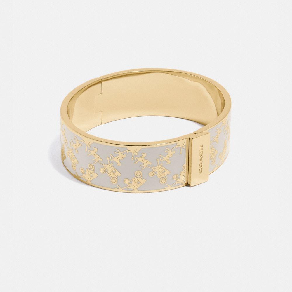 COACH®,HORSE AND CARRIAGE BANGLE,Plated Brass,GOLD/CHALK,Front View