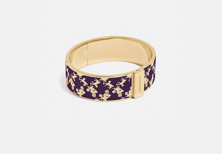 COACH®,HORSE AND CARRIAGE BANGLE,Plated Brass,Gold/Purple,Front View