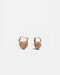 COACH®,VINTAGE PEARL HEART HUGGIE EARRINGS,Plated Brass,Rose gold,Front View
