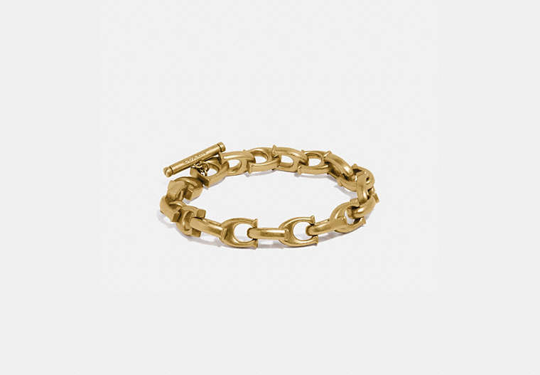 COACH®,SCULPTED SIGNATURE CHAIN BRACELET,Plated Brass,Gold,Front View