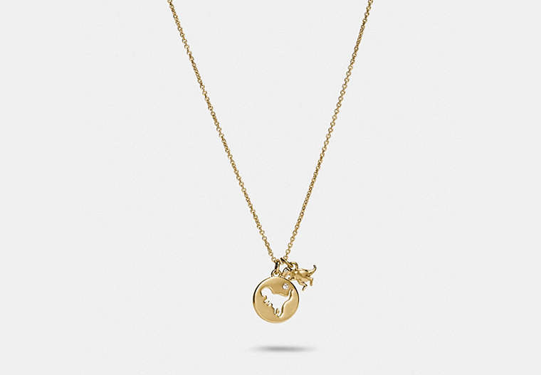 COACH®,REXY CUTOUT NECKLACE,Plated Brass,Gold,Front View