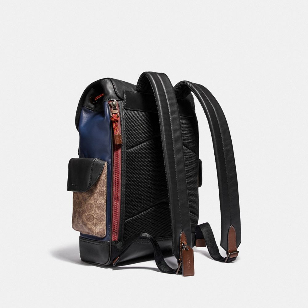 COACH Restored Rivington Backpack In Colorblock Signature Canvas With Patch  in Blue for Men