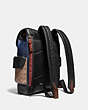 COACH®,RIVINGTON BACKPACK WITH SIGNATURE CANVAS DETAIL AND COACH PATCH,Leather,Black Copper/Khaki/True Navy,Angle View