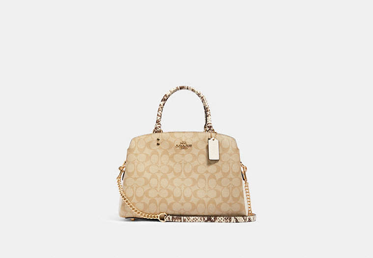 COACH®,LILLIE CARRYALL IN SIGNATURE CANVAS,pvc,Gold/Light Khaki Multi,Front View