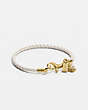 COACH®,BRAIDED FRIENDSHIP BRACELET WITH TEA ROSE CHARM,mixedmaterial,GOLD/CHALK,Front View
