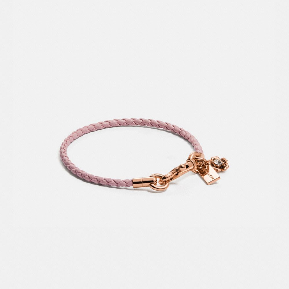 Bracelet d’amitié tressé avec breloque Rose Thé