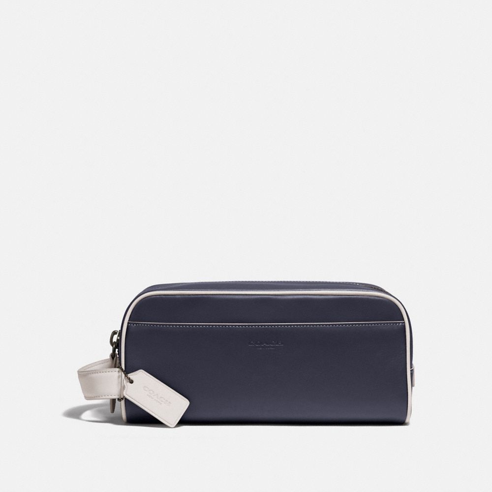 COACH®,TRAVEL KIT,Leather,Midnight/Bone,Front View image number 0