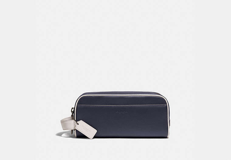COACH®,TRAVEL KIT,Leather,Midnight/Bone,Front View