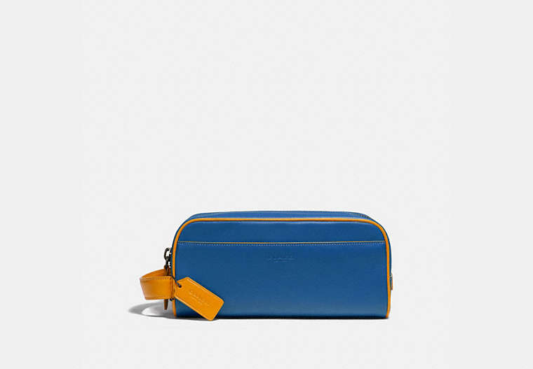 COACH®,TRAVEL KIT,Leather,Pacific/Pollen,Front View