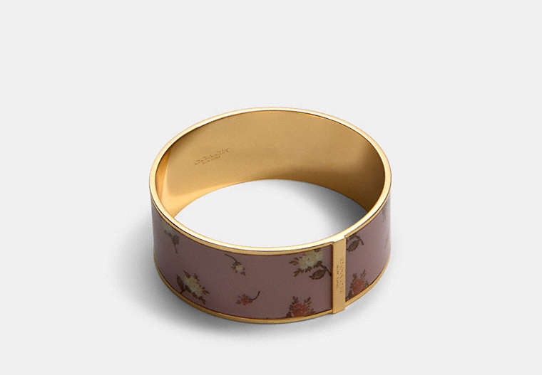 COACH®,ROSE BOUQUET PRINT BANGLE,Gold/Blossom,Front View