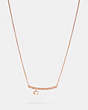 COACH®,SIGNATURE PAVE BAR NECKLACE,Metal,Rose Gold,Front View