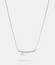 COACH®,SIGNATURE PAVE BAR NECKLACE,Metal,Silver,Front View