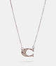 COACH®,PAVE SIGNATURE NECKLACE,Metal,Silver,Front View