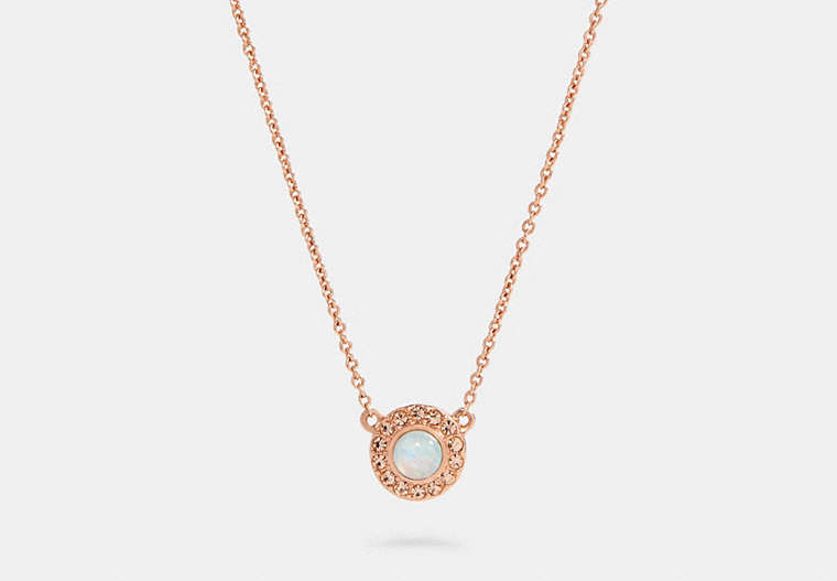 COACH®,OPEN CIRCLE NECKLACE,Metal,RS/WHITE,Front View