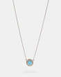 COACH®,OPEN CIRCLE NECKLACE,Metal,Silver/Blue,Front View