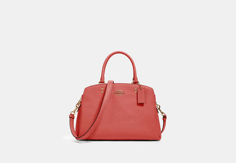 COACH®,LILLIE CARRYALL,Leather,Large,Gold/Bright Coral,Front View