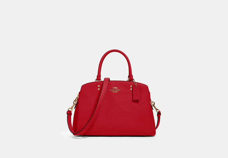 COACH®,LILLIE CARRYALL,Leather,Large,Gold/True Red,Front View