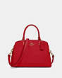 COACH®,LILLIE CARRYALL,Leather,Large,Gold/True Red,Front View