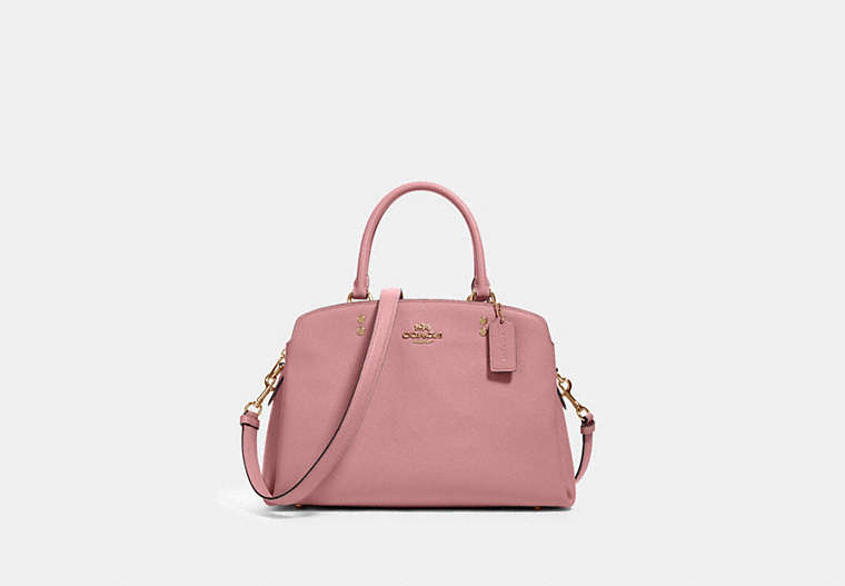 COACH®,LILLIE CARRYALL,Leather,Large,Gold/True Pink,Front View