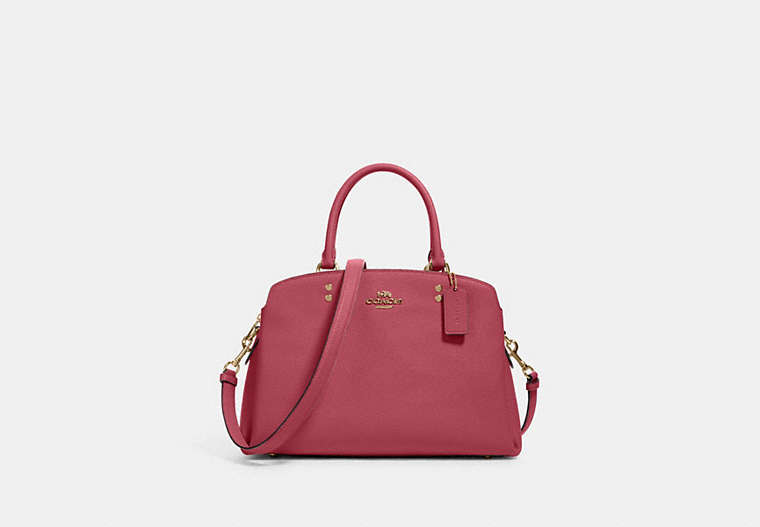 COACH®,LILLIE CARRYALL,Leather,Large,Gold/Rouge,Front View