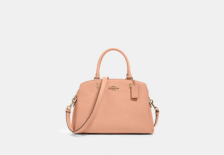COACH®,LILLIE CARRYALL,Leather,Large,Gold/Faded Blush,Front View image number 0