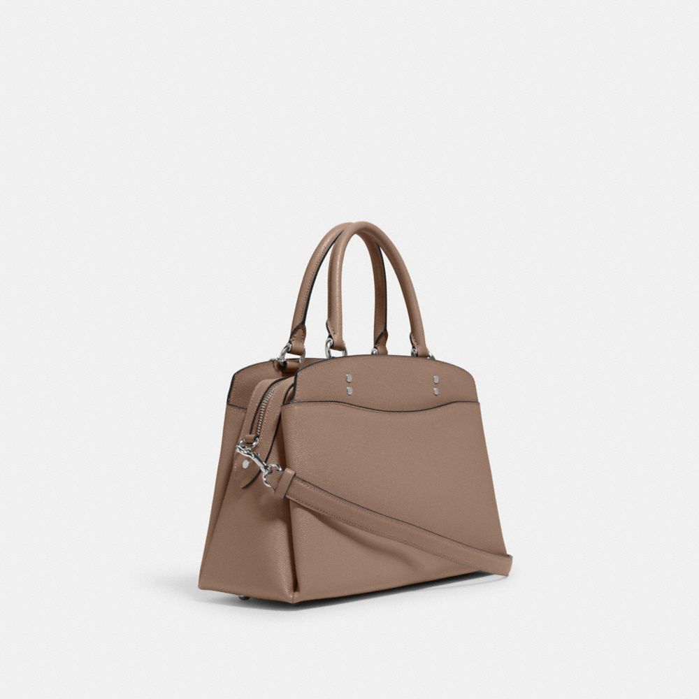 COACH®,LILLIE CARRYALL,Crossgrain Leather,Large,Gold/Taupe,Angle View