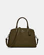 COACH®,LILLIE CARRYALL,Leather,Large,Silver/Cargo Green,Front View