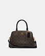 COACH®,MINI LILLIE CARRYALL IN SIGNATURE CANVAS,pvc,Large,Gold/Brown Black,Front View