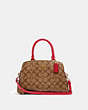 COACH®,MINI LILLIE CARRYALL IN SIGNATURE CANVAS,pvc,Large,Gold/Khaki Electric Pink,Front View