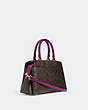 COACH®,MINI LILLIE CARRYALL IN SIGNATURE CANVAS,pvc,Large,Im/Brown/Dark Magenta,Angle View