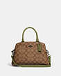 COACH®,MINI LILLIE CARRYALL IN SIGNATURE CANVAS,pvc,Large,Black Antique Nickel/Khaki/Olive Green,Front View
