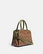 COACH®,MINI LILLIE CARRYALL IN SIGNATURE CANVAS,pvc,Large,Black Antique Nickel/Khaki/Olive Green,Angle View