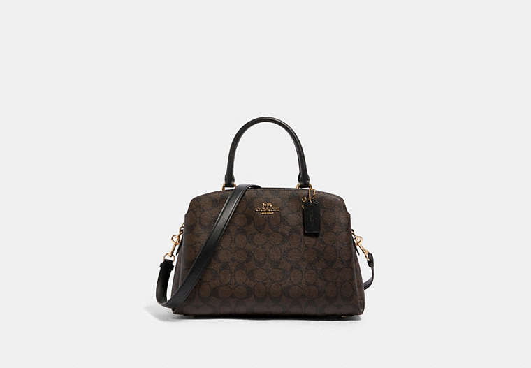 COACH®,LILLIE CARRYALL IN SIGNATURE CANVAS,pvc,Large,Gold/Brown Black,Front View