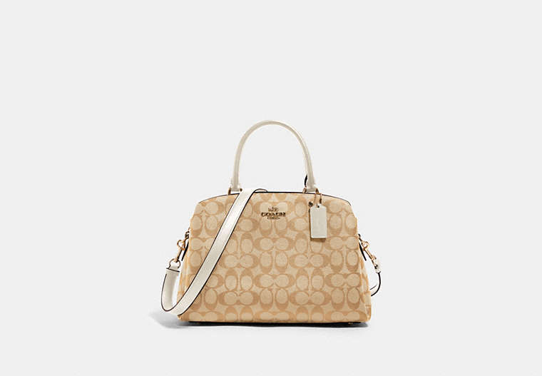 COACH®,LILLIE CARRYALL IN SIGNATURE CANVAS,pvc,Large,Gold/Light Khaki Chalk,Front View