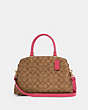 COACH®,LILLIE CARRYALL IN SIGNATURE CANVAS,pvc,Large,Gold/Khaki/Bold Pink,Front View