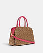 COACH®,LILLIE CARRYALL IN SIGNATURE CANVAS,pvc,Large,Gold/Khaki/Bold Pink,Angle View