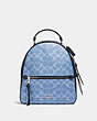 COACH®,JORDYN BACKPACK IN SIGNATURE CANVAS,pvc,Silver/Light Denim,Front View