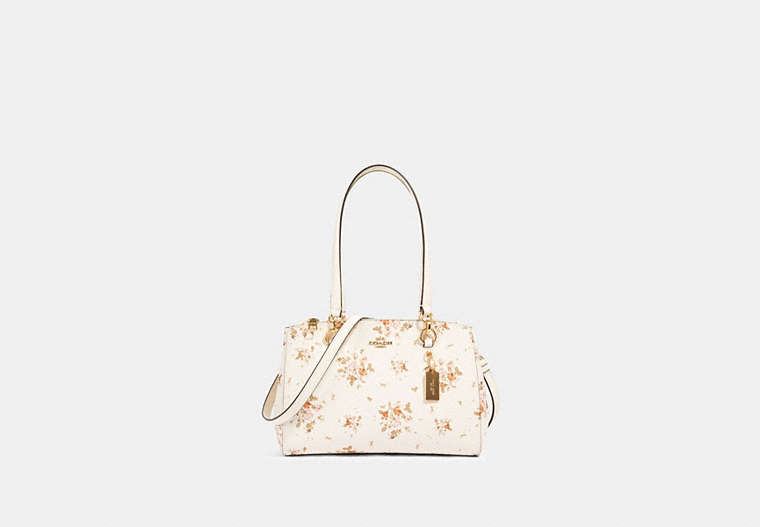 COACH®,ETTA CARRYALL WITH ROSE BOUQUET PRINT,pvc,Gold/Chalk Multi,Front View