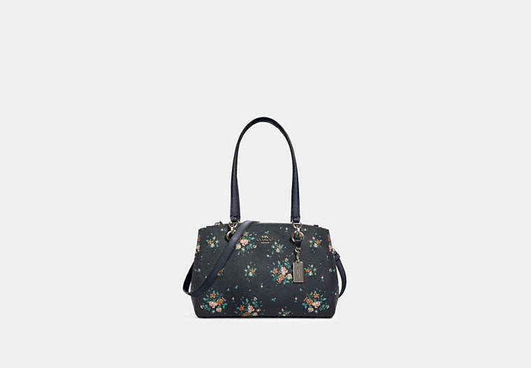COACH®,ETTA CARRYALL WITH ROSE BOUQUET PRINT,pvc,Silver/Midnight Multi,Front View