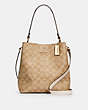 COACH®,TOWN BUCKET BAG IN SIGNATURE CANVAS,Leather,Medium,Gold/Light Khaki Chalk,Front View