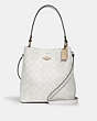 COACH®,TOWN BUCKET BAG IN SIGNATURE CANVAS,Leather,Medium,Gold/Chalk/Glacierwhite,Front View