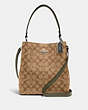 COACH®,TOWN BUCKET BAG IN SIGNATURE CANVAS,Leather,Medium,Silver/Khaki/Surplus,Front View
