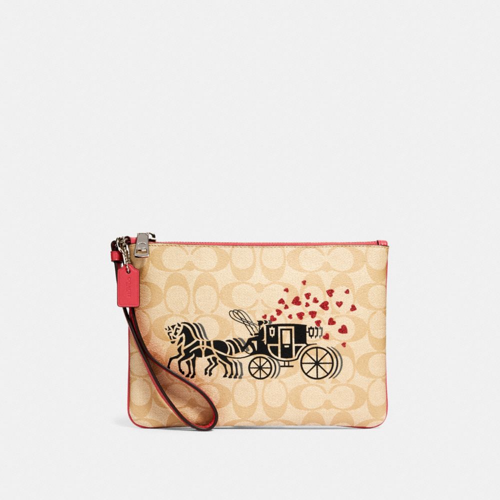 COACH® Outlet | Gallery Pouch In Signature Canvas With Horse