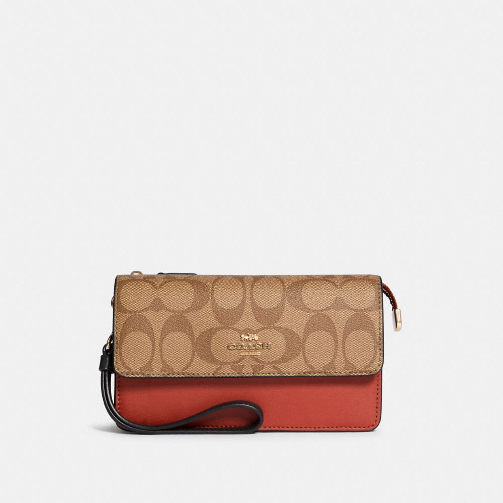 COACH Outlet Foldover Wristlet In Colorblock Signature Canvas