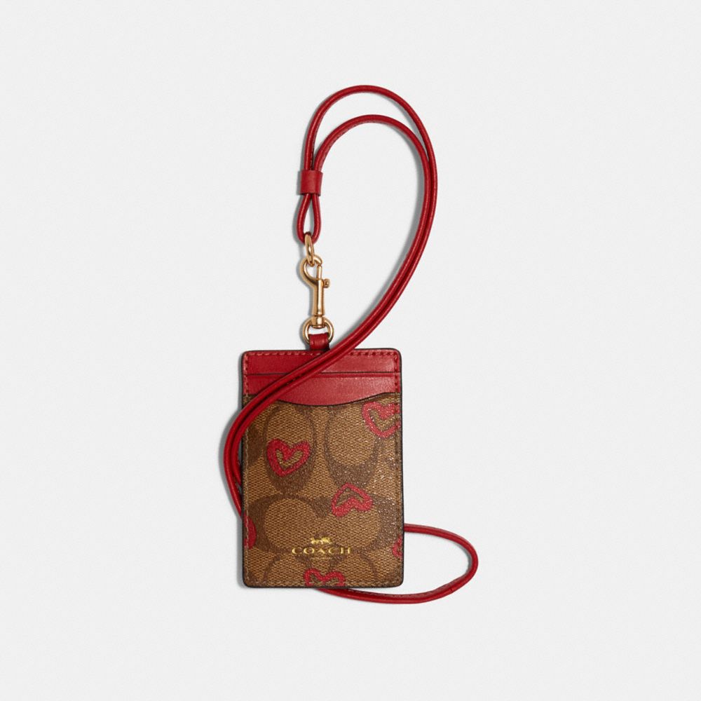 COACH® Outlet  Id Lanyard In Signature Canvas With Crayon Hearts